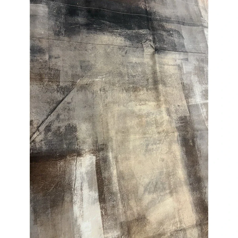 Brown Grey Kitchen Curtain 55x36” 2 panel  Abstract Art Painting Small Short